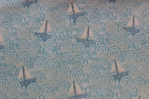 Itty Bitty Tossed Sail Boat Flannel - Sail boats and blue waves on blue background -