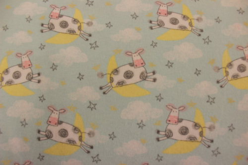Playful Cuties 2 Flannel - The cow jumped over the moon