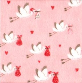 Sweet Baby Flannels - Storks on apricot background