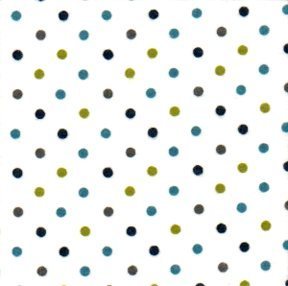 Cozy Cotton Flannel - Navy, green & teal spots on white background