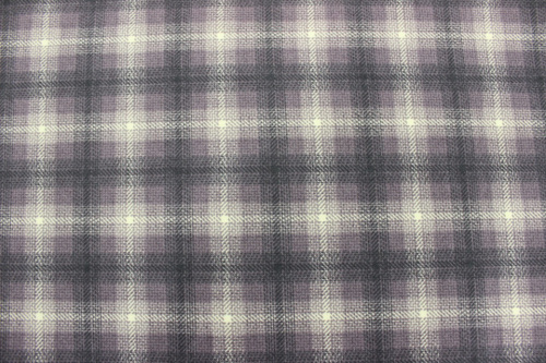Wool & Needle V Flannel - Large aubergine and cream check