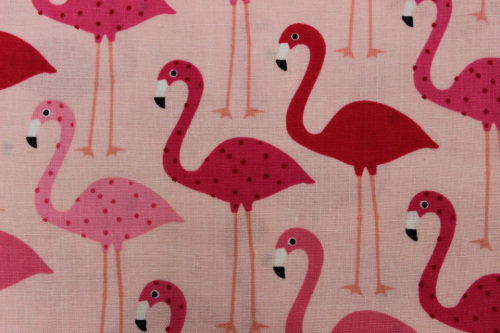 Urban Zoologie Minis Cotton - pink & red flamingos on pink background 