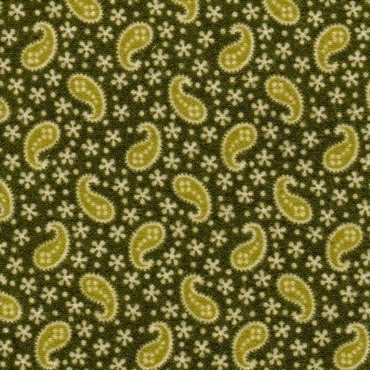 Cozies Flannel - light green paisley on dark green background