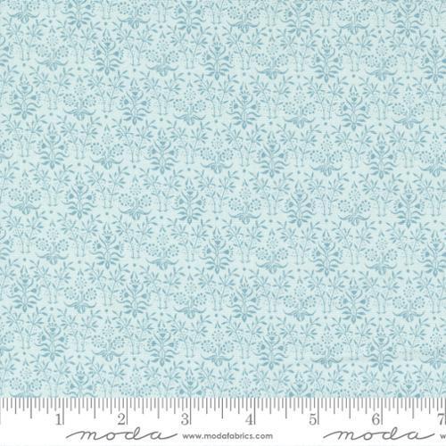 Morris Meadow Aquamarine - William Morris soft aqua background, tiny bunches of flowers and twigs