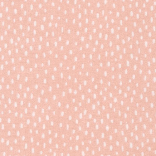 Over the Moon Cozy Cotton Flannel - white dashes on salmon background