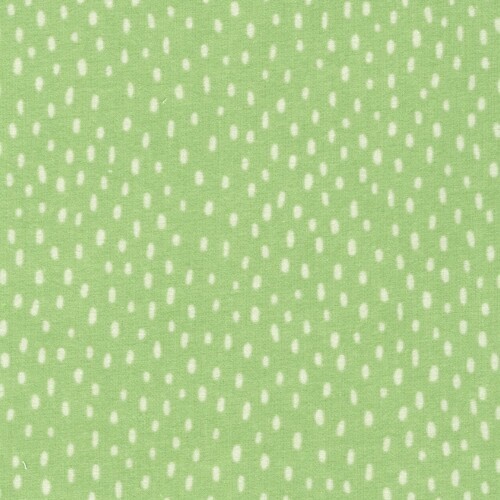 Over the Moon Cozy Cotton Flannel - white dashes on green background