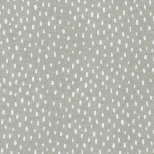 Over the Moon Cozy Cotton Flannel - white dashes on grey background