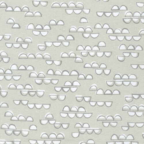 Over the Moon Cozy Cotton - Broken rows of white curved thingys on 'dove' background