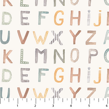 Cotton Tale - Alphabet on cream background