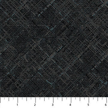 Dots & Dashes Flannel - Crosshatch design in shades of black with a touch of pale aqua