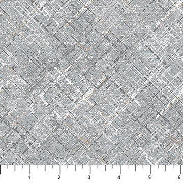 Dots & Dashes Flannel - Crosshatch design in shades of grey with touches of rust