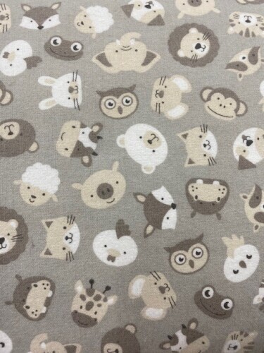Cozy Cotton Flannel - Little animal faces on beige background