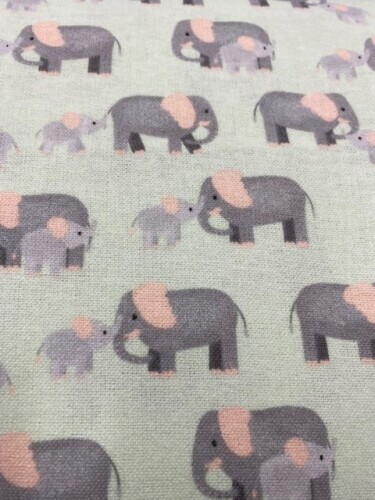 Tiny Tots Flannel - Elephants Mummy & Me on mint green background