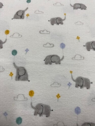 Lucky Day Flannel - Little elephants with balloons on cream background