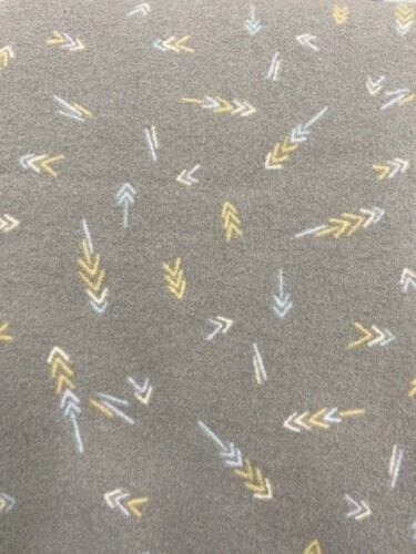Lucky Day Flannel - Gold and blue arrows on grey background