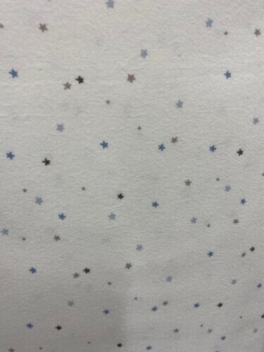 Till the Cows Come Home Flannel - Tiny blue, and grey stars on white background