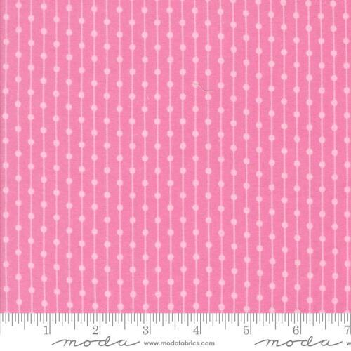 Sherbert Sunshine Flannel - Bright pink with dotty lines