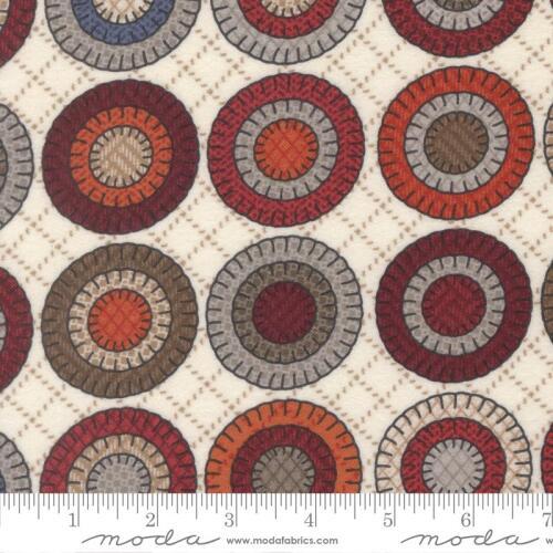 Prairie Gatherings Flannel - Stitched circles on cream background