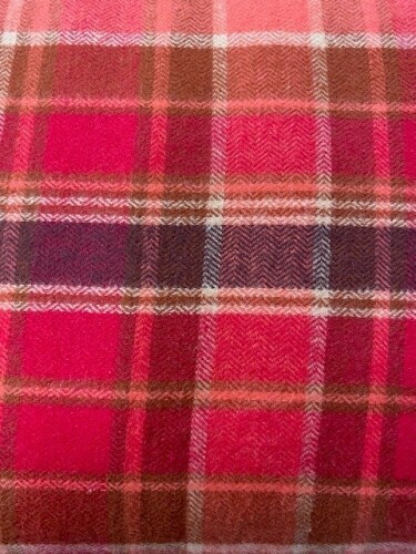 Highlands Flannel - Woven plaid in chevron design. Colour is more red than photo suggests. Please note that this fabric will be cut on the woven lines.