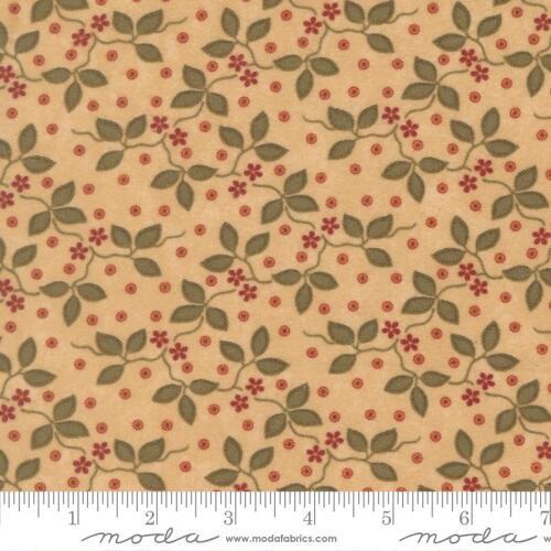 Flannel Season COMING SOON (June) - Small Leaves with little red flowers on Tan Background