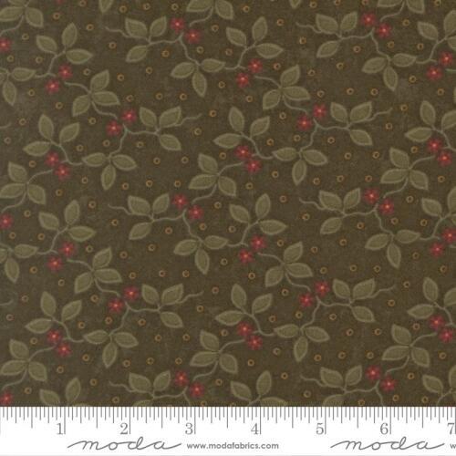 Flannel Season COMING SOON (June) - Small leaves with Little Red Flowers on Dark Green Background