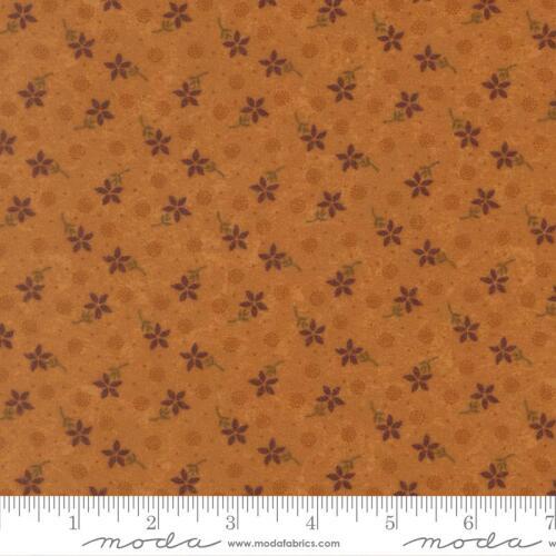 Flannel Season COMING SOON (June) - Little Brown Flowers and dotty circles on Gold Background