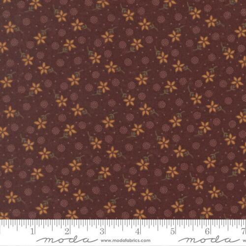 Flannel Season COMING SOON (June) - Little Tan Flowers and dotty circles on Port Wine Background