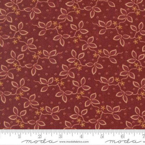 Flannel Season COMING SOON (June) - Outlined Leaves with tiny Flowers on Barn Red Background