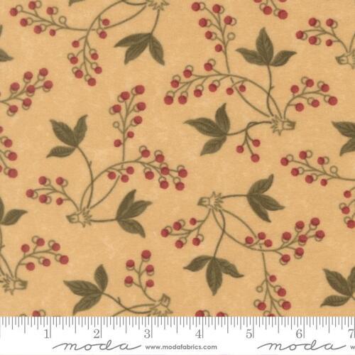 Flannel Season COMING SOON - Leaves with red berries on tan (looks like cream!) background