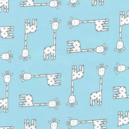 Penned Pals Flannels - giraffes on blue background 