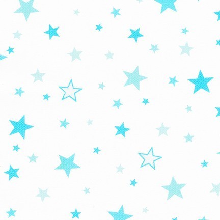 Cozy Cotton Flannel - aqua stars on white background