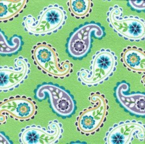 Catalina Flannel - Paisley print on green background