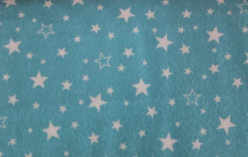 Cozy Cotton Flannel - white stars on aqua background