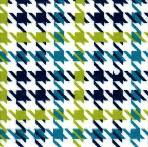 Cozy Cotton Flannel - blue, turquoise & green houndstooth check on white background