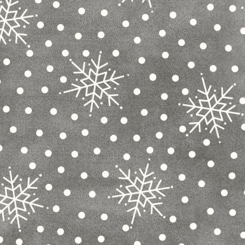Most Wonderful Time Flannel - white snowflakes & spots on grey background 
