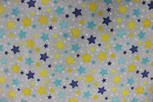 To The Moon & Back Flannel - multicoloured stars scattered over grey background 