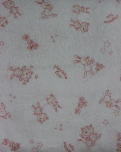 Beaux Be Be Nightime Bears Flannel - Small pink bunnies and bears on white background