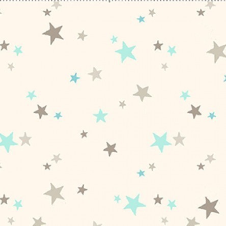 Guess How Much I Love You Flannel  - Aqua, grey and green stars on grey background