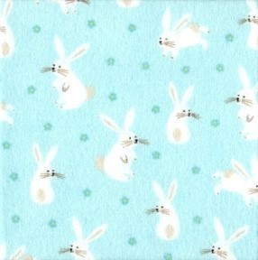 Sweet Baby Flannels - White bunnies on blue background