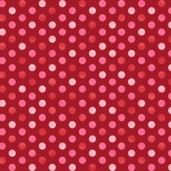 Sweet Pea Flannel -Dark & light pink dots on red background