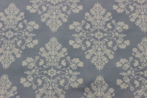 Lily & Will Revisited Flannel - Cream floral diamonds on soft blue background