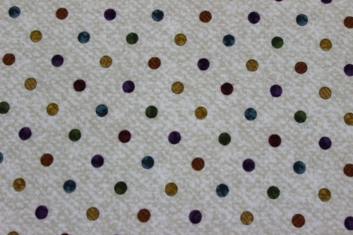 Penny Rug Flannel - Multi coloured spots on ecru background