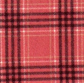 Woolies Flannel - Rusty salmon coloured background with black & cream checks