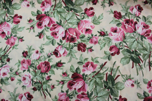 Cotton Backing - Burgandy Roses on cream background