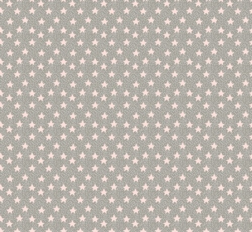 Sweet Dreams Cotton - Soft pink stars on grey spotted background