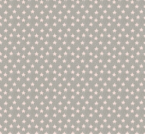 Sweet Dreams Cotton - Soft pink stars on grey spotted background