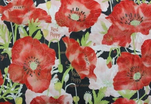 Poppy Mae Cotton - Large full blown red poppies