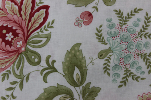 Porcelain Cotton - Large Jacobean Flowers