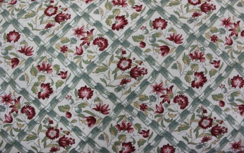 Jardin De Versailles Cotton - Gum green lattice floral