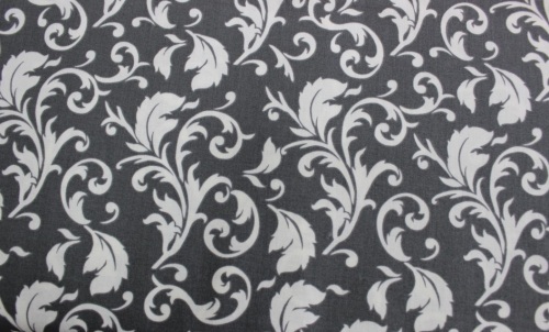 Neutral Elegance Cotton - Large cream leaves on dark grey background